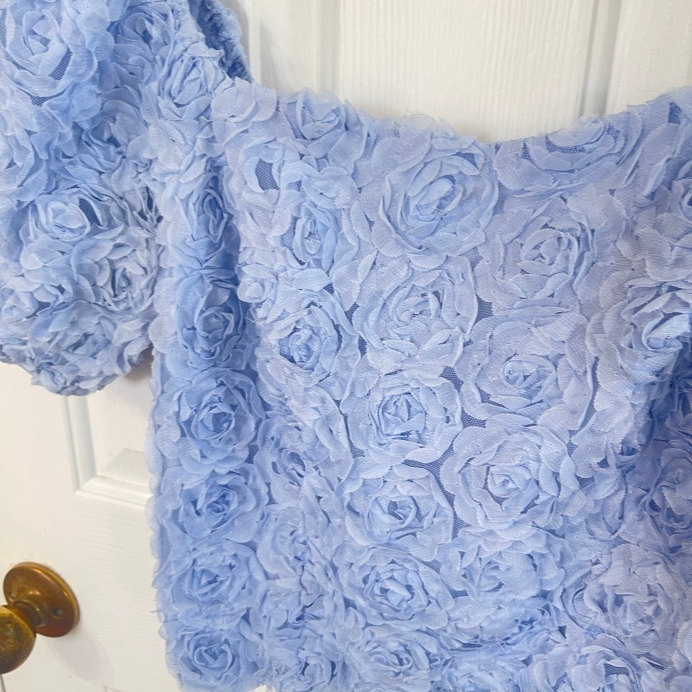 Willow&Root Buckle Women’s Medium Blue Rosette  Cropped Rosette Top Cottagecore - Picture 4 of 7